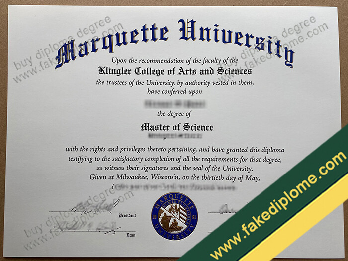 Marquette University diploma sample
